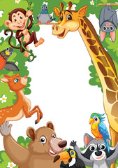 Obraz premium Vibrant Frame of Cartoon Zoo Animals