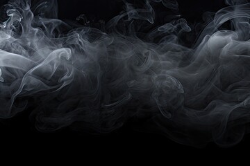 Abstract smoke moves on a black background. Design element. Abstract texture, dense smoke on black background, AI Generated