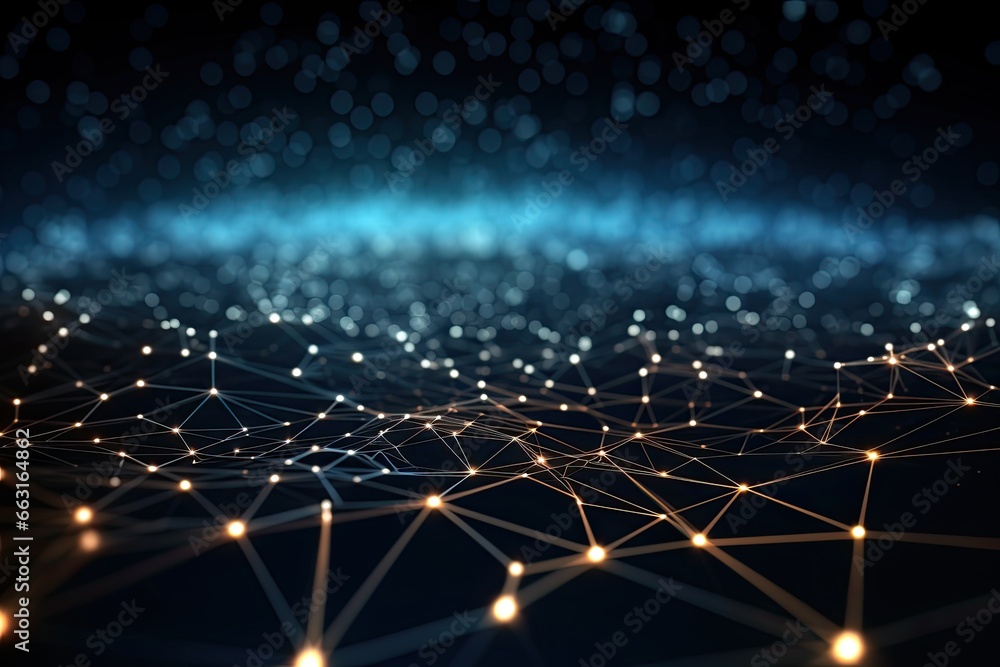 Poster abstract technology background with connecting dots and lines. network concept. 3d rendering, digita