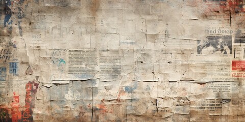Newspaper paper grunge vintage old aged texture background. - obrazy, fototapety, plakaty