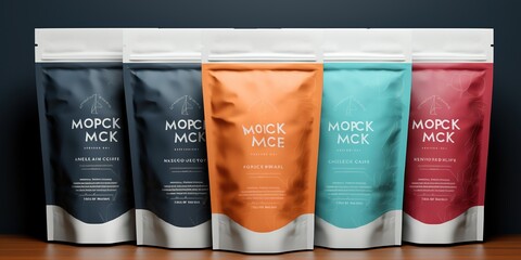 Packaging template mockup collection. With clipping Path included. Stand - up pouch Front view package