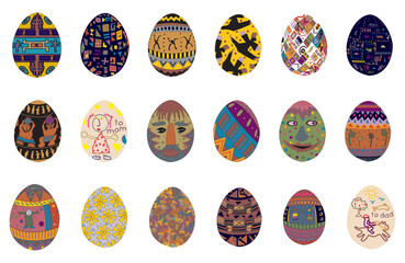 Easter Eggs in African style mix Ancient child baby woman childredn compendium vector illustrations - editable best art design for multipurpose use in high definition format