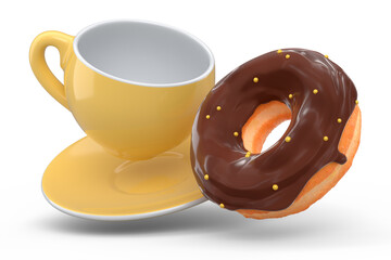 Ceramic coffee cup for cappuccino, americano, espresso, mocha, latte on white