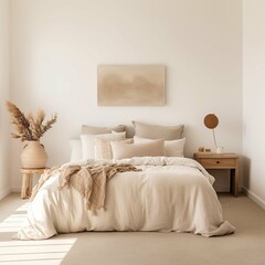Bedroom Minimalist Table White Beige Aston Cream Palette Interior