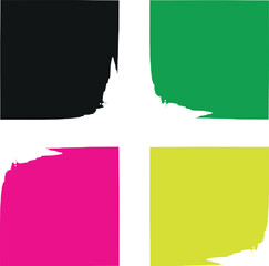 Grunge rectangle with border or frame. Grunge square. Black texture with rough edges. Stamp, paint for distressed backgrounds. Design boxes, badges. Geometric shapes.