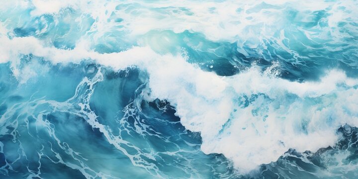 An aerial view of a large body of water with waves. © Coosh448