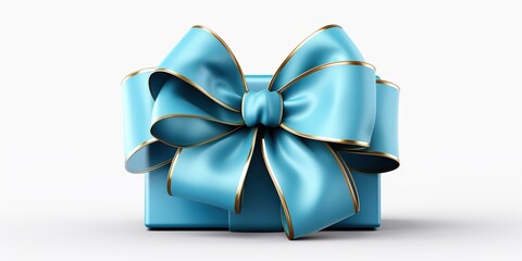 Blue ribbon gift mock up isolated on transparent background.