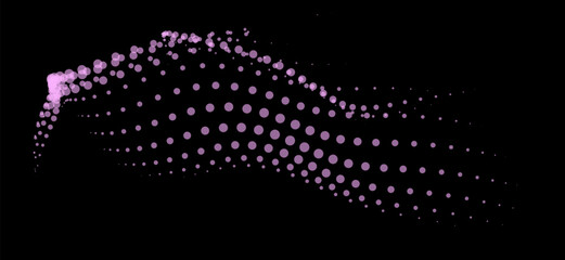 Math flow template for presentation. Light-emitting lines highlighting regularity space of particles. Ordered sinusoidal science. Processing a large data stream. Disappearing magical mysterious spots