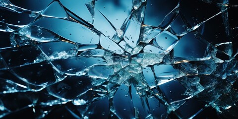 Broken glass in the office close - up. - obrazy, fototapety, plakaty