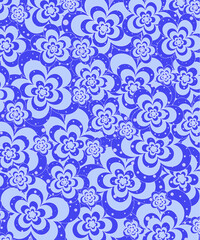 Colorful floral seamless pattern illustration. Vintage flower background art design. Retro pastel color spring artwork, groovy seventies nature backdrop with hippie flowers