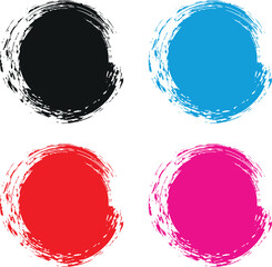 Colored circles painted with paint icon set. Colorful gradient Abstract grunge Logo circle Design Element, Daub with a brush symbol. Sign stain vector, vector illustration.