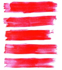 5 gemalte Pinselstreifen in rot
