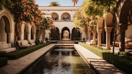 Fototapeta na wymiar The enchanting courtyard at marriage venue.