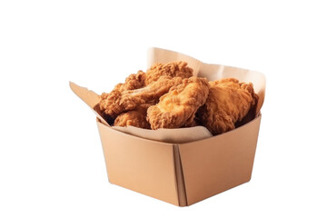 Basket of fried chickens isolated on transparent background,transparency 