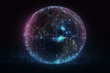 Fototapeta na wymiar A connected globe featuring 5G technology, edge computing, internet of things, and API. Generative AI