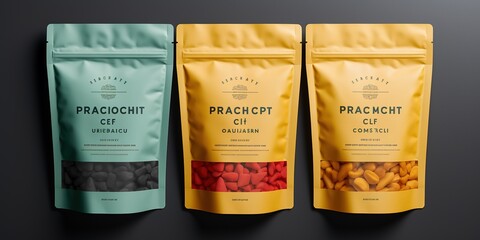 Packaging template mockup collection. With clipping Path included. Stand - up pouch Front view package