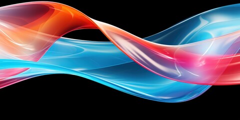 The abstract wavy fluid curve of colorful transparent isolated on white background in concept modern, technology, science