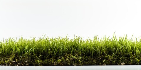 Isolated grass carpet on white with space for text, AI Generative