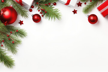 Christmas tree branches background with copy space