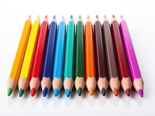 Fototapeta premium Isolated color pencils on white background, AI Generative