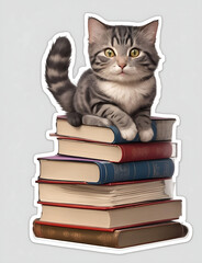 A Cat sitting on a pile of books on Generative ai