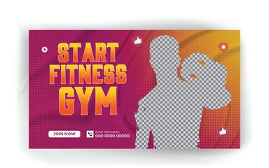 gym video  Youtube thumbnail design template