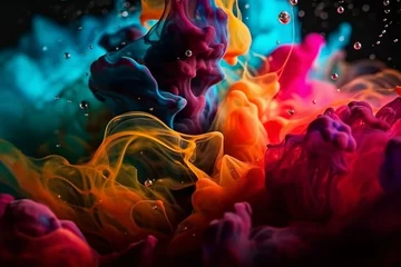 Fotobehang Vivid, intricate, cinematic photo of dynamic liquid colors. Generative AI © Delilah
