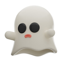 Premium cute ghost Halloween icon 3d rendering on isolated background