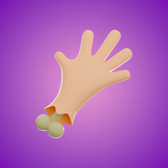 Premium cut hand Halloween icon 3d rendering on isolated background