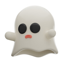 Premium cute ghost Halloween icon 3d rendering on isolated background transparent PNG