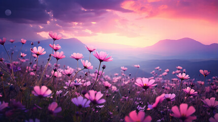 Meadow field purple flowers - Powered by Adobe