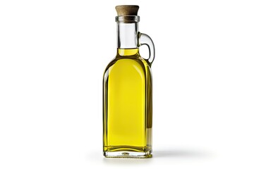Healthy eating unleashed. Organic olive oil fresh on white background isolated. Liquid gold in glass bottle with harvest. Salad perfection