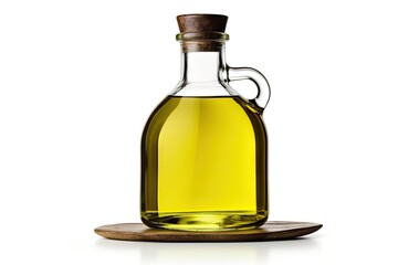 Healthy eating unleashed. Organic olive oil fresh on white background isolated. Liquid gold in glass bottle with harvest. Salad perfection
