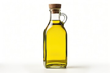 Healthy eating unleashed. Organic olive oil fresh on white background isolated. Liquid gold in glass bottle with harvest. Salad perfection