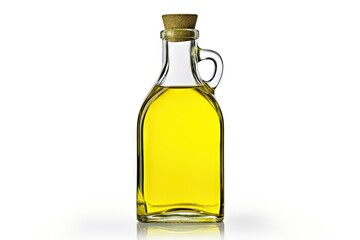 Healthy eating unleashed. Organic olive oil fresh on white background isolated. Liquid gold in glass bottle with harvest. Salad perfection