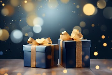 Leuchtende Geschenkpakete vor funkelndem Hintergrund