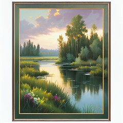 landscape with lake and trees