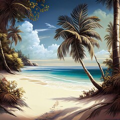 beach with palm trees