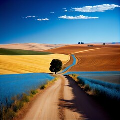 country road in the fields
