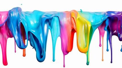 Photo of colorful paint flowing down a wall in an abstract pattern