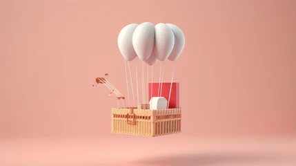 Fototapeten Minimal concept of floating airship © Little