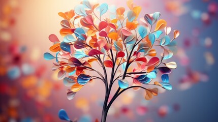 Photo of a vibrant and lush tree with an abundance of colorful leaves