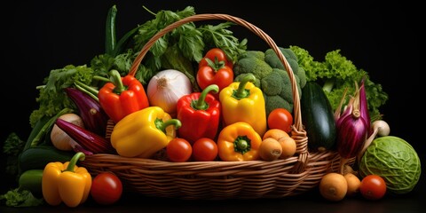 a picture of arrangement of fresh vegetables on a basket, AI Generative