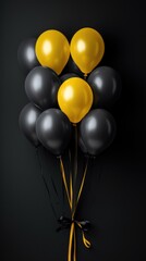 shopping of yellow and black balloons on black background.