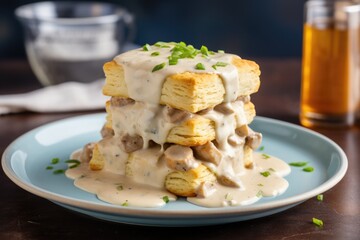southern-style american biscuits with sausage gravy
