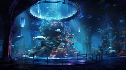 Obraz na płótnie Canvas aqua scape in a high-tech underwater habitat, AI Generative