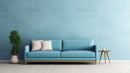 Mock up of blue sofa