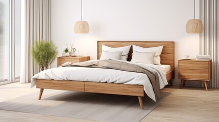 Photo of a bed next to a window in a cozy bedroom