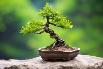 Fotobehang a close up of a bonsai tree, indicating patience and dedication © altitudevisual