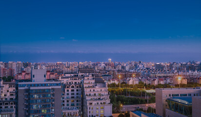 view of the city, Looking south from Chang'an Street in Beijing, Beijing in the evening, Beijing in the summer, Beijing in the summer evening